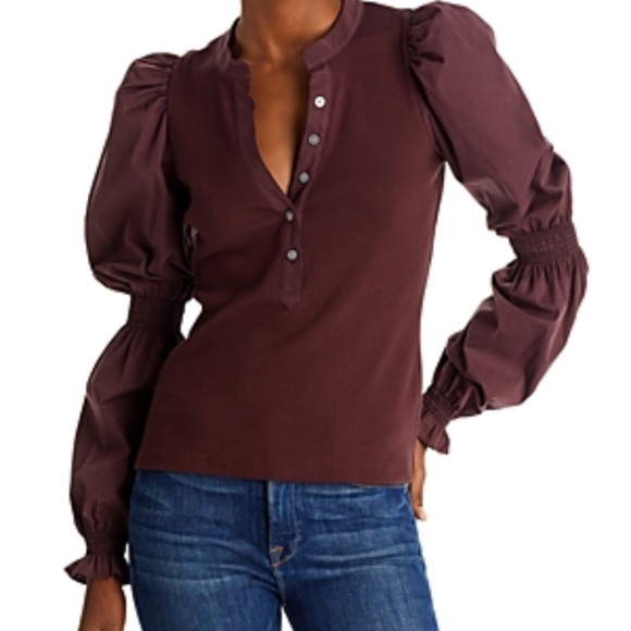 Veronica Beard Tops - Veronica Beard Effy burgundy long puff sleeve top